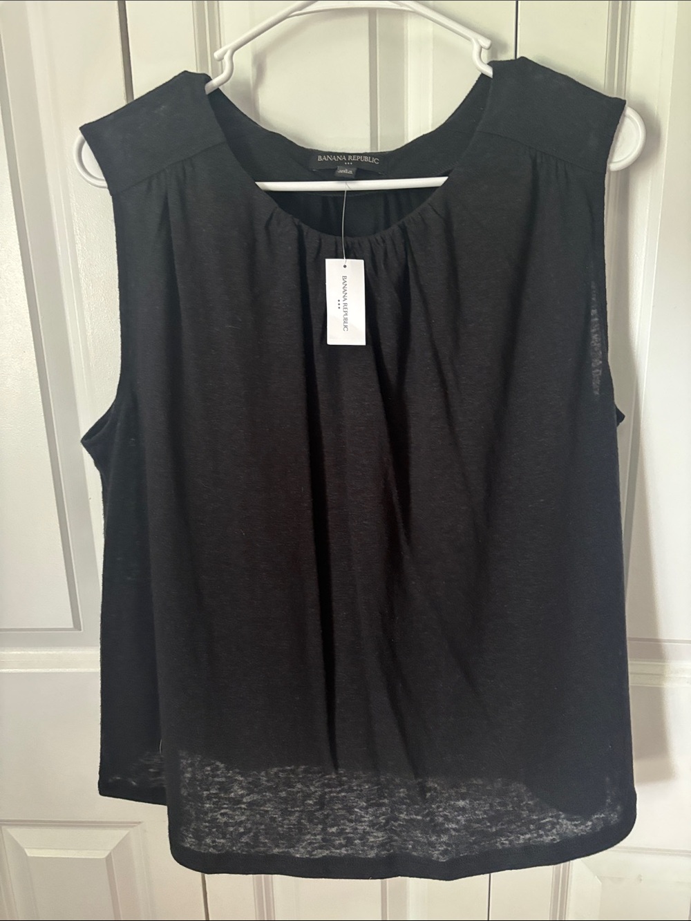 Banana Republic Black Sleeveless Gathered-Neck Camisole